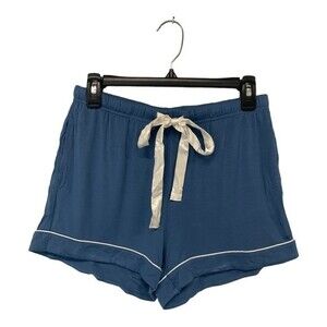 BIRDY GREY | Blue Satin Drawstring Rayon Blend Sleep Shorts S